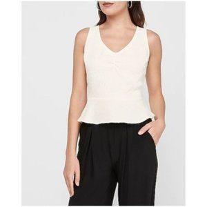 Express Textured Ruched Front Peplum Tank S